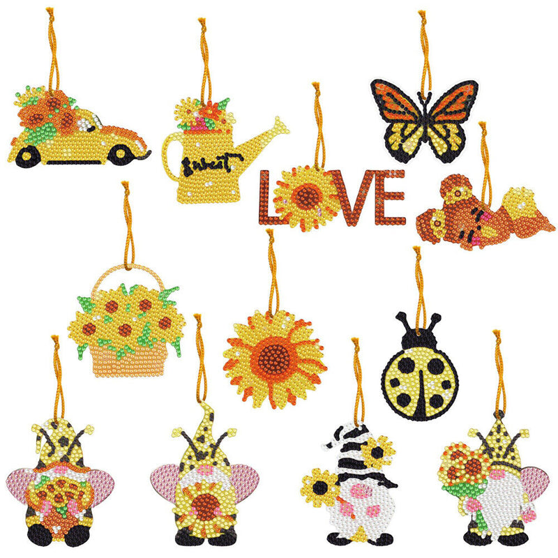 #A 10pcs Pendants Single Side 5D DIY Hanging Ornament Cartoon Christmas Decorati