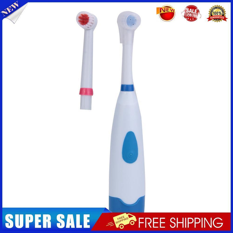 Rotating Anti Slip Waterproof Electric Toothbrush with 2 Brush Heads Blue
