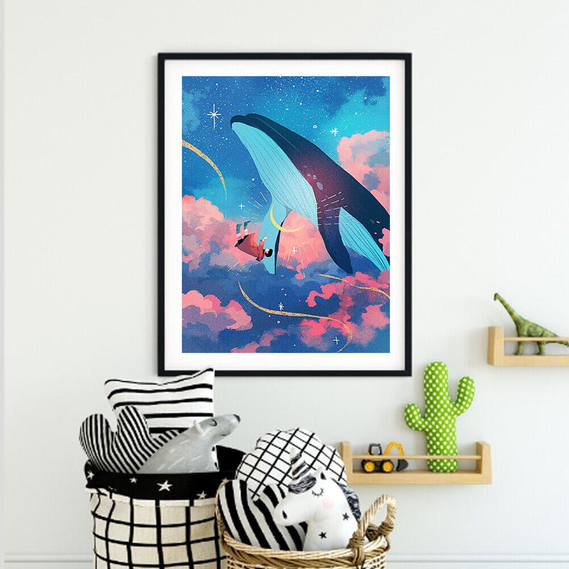 Whale in Cloud DIY Oil Paint By Numbers Paintwork for Kids Adults No Frame