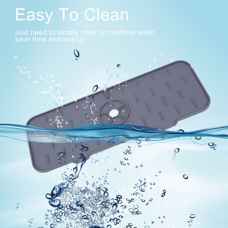 Faucet Sink Splash Catcher Washable Silicone Backsplash Guard Drying Mat Newly