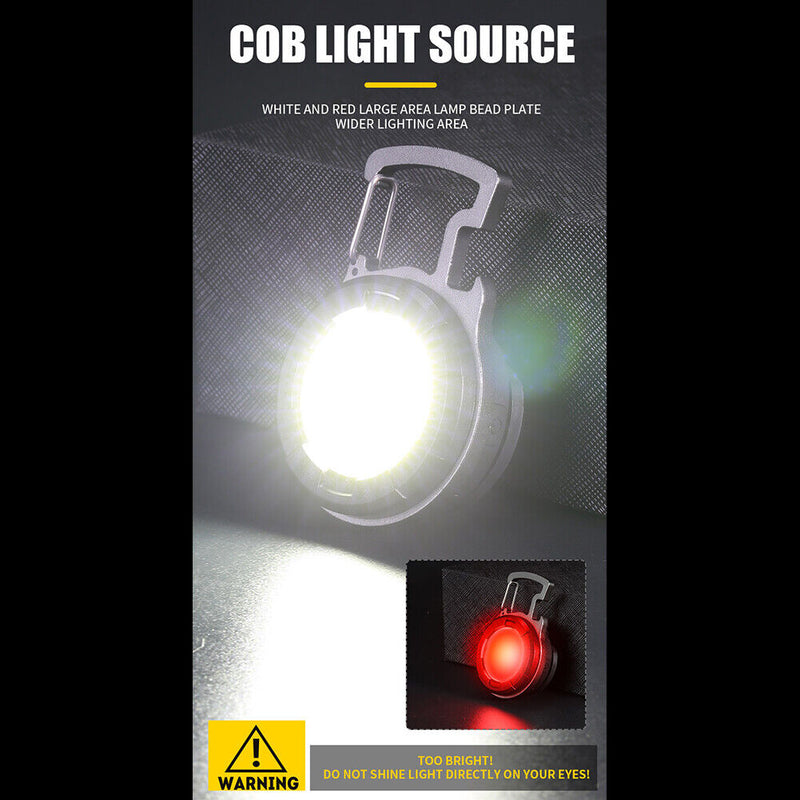 Camping Survival Bottle Opener Outdoor 5 Mode COB LED Mini Keychain Flashlight