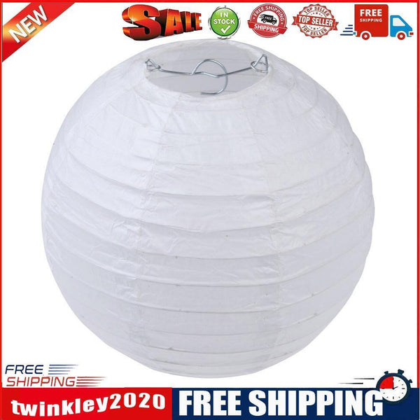 10Pcs  Round Chinese Paper Lantern DIY Paper Ball Lamp Party Decor(White)