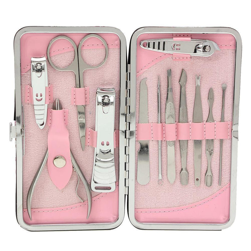 12Pcs Pedicure Manicure Set Nail Cuticles Clippers Cleanser Case Tool