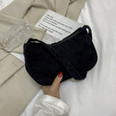 Fashion Women Corduroy Shoulder Underarm Bag Solid Color Handbags (Black)