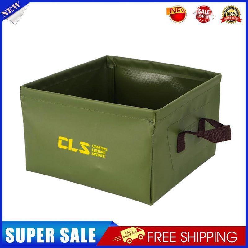 Outdoor Folding Basin Water Bucket Camping Fishing Washing Tub (Army Green)