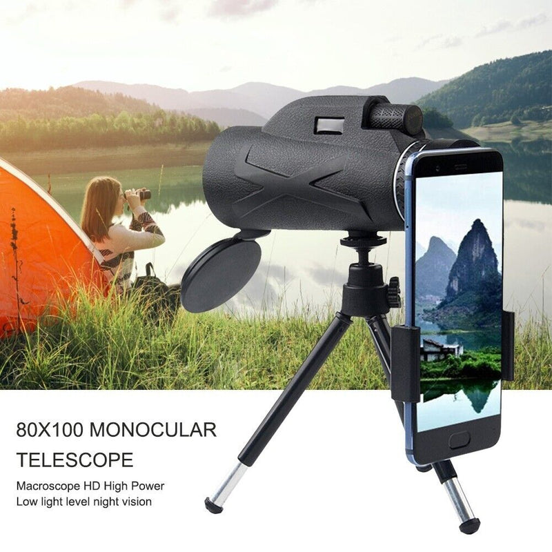 #A 80X100 HD High Magnification Monocular with/without Tripod Phone Clip Outdoor