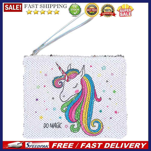 Fashion Sequin Pencil Case Kids Girls Cartoon Clutch Coin Purse Mini Wallet B