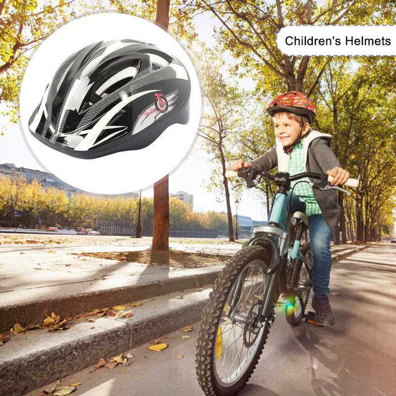 Childrens Riding Helmet Anti Drop Cartoon Sports Bicycle Helmet (Black) Newly