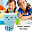 Creative Retractable Canvas Pen Holder Large Milk Tea Stationery Organizer Box