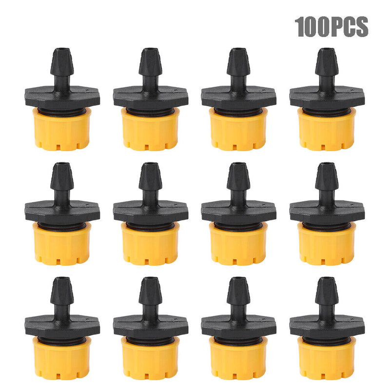 100pcs Adjustable Water Dropper Irrigation Hose Drip Head (Yellow)