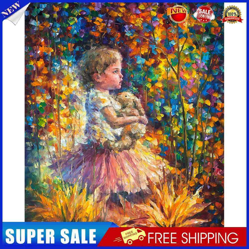 #A Little Girl Oil Paint By Numbers Kit DIY Acrylic Painting on Canvas Framele