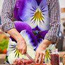 Purple Flower Linen Apron Waterproof Kitchen Cooking Bib Pinafore (82x68cm)