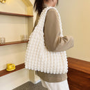 Fashion Bubble Flower Tote Bags Lady Pleated Cloud Shoulder Shopping Handbag