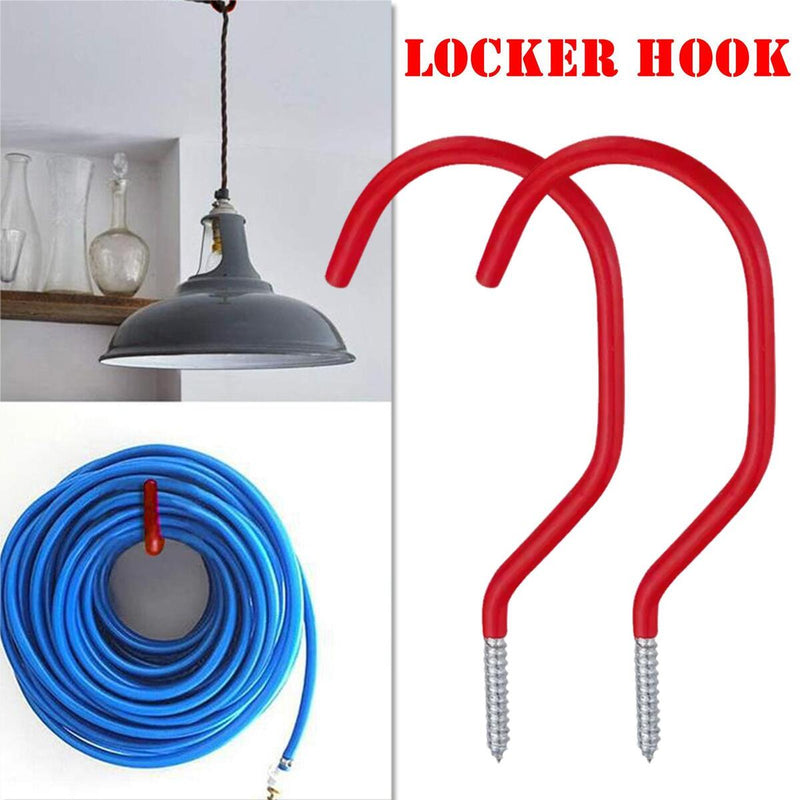 2PCS Garage Storage Hooks Bike Tool Storage Hook Set Screw In Hooks Red.