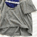 Women Summer Star Pattern Sequins Round Collar Tops Fashion Party Casual Tees