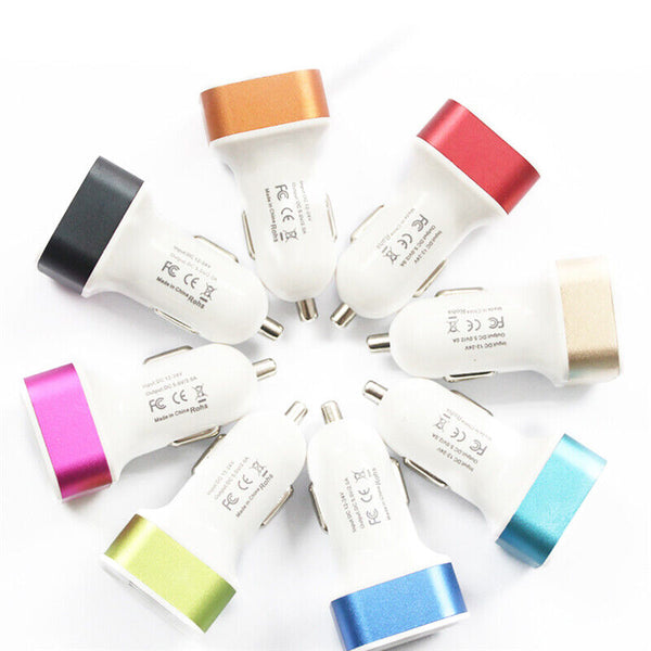 Dual USB Car Quick Charge Round Metal Chager 3.6V 2.1A&1A Sale T6Y2 P9H5 Y2O8