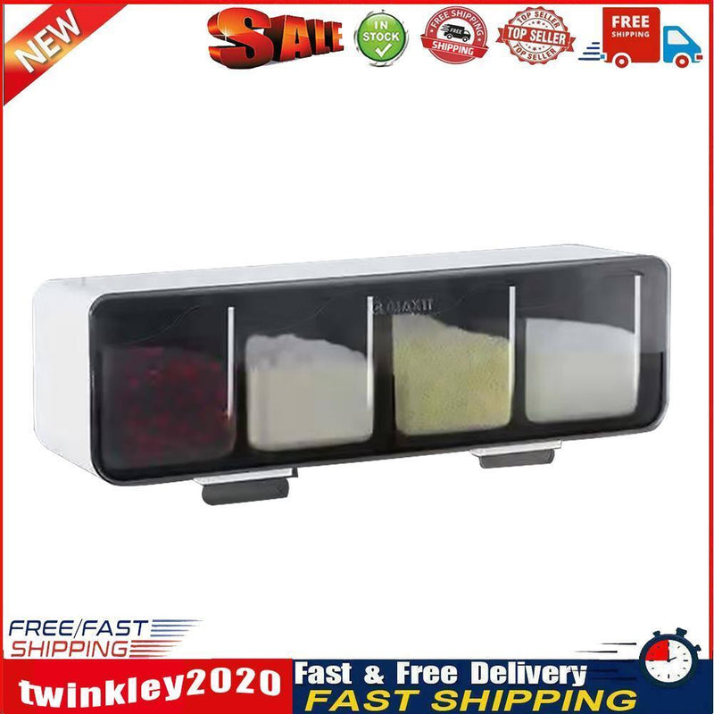 Wall Mounted Seasoning Box Salt Pepper Spice Storage Container (Clear A) Newly