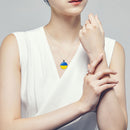 Ukraine Flag Necklace Round Glass Ukrainian Charm Pendant Fashion Jewelry