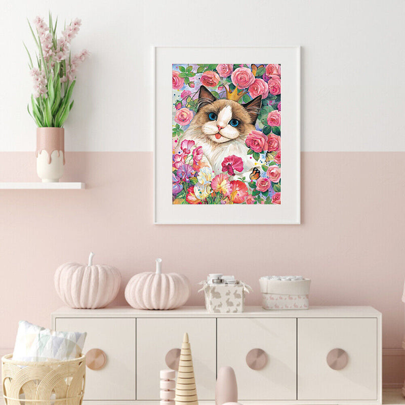 40x56cm Cross Stitch Full Embroidery Kit Cat Animal Stamped Home Art Decoration