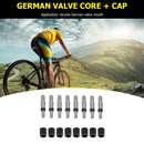 EP2 German Valve Cores with Caps for Bike Bicycle Inner Tube Parts Pack of
