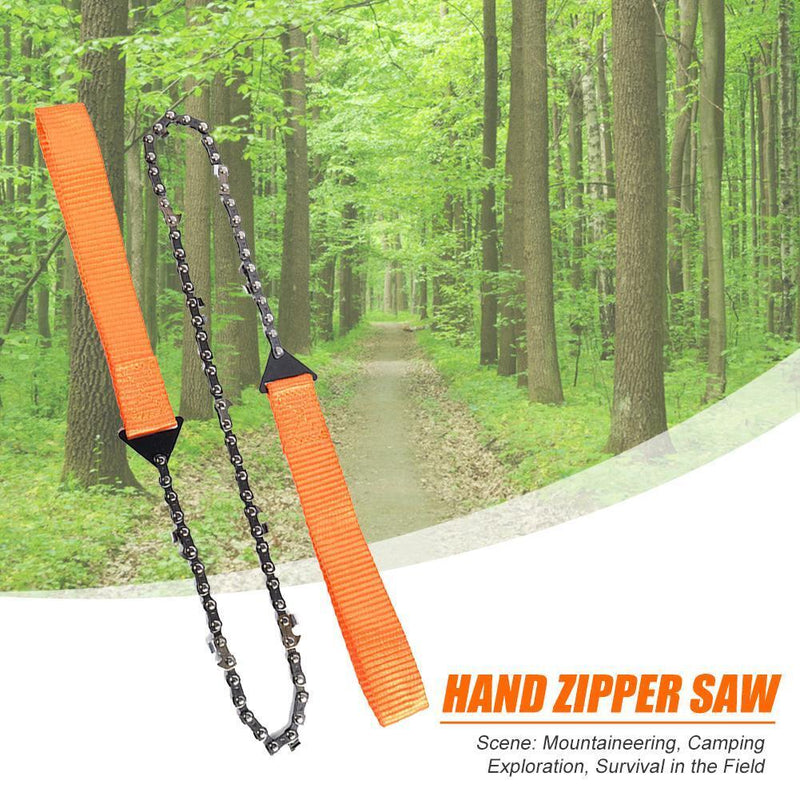 Outdoor Camping Orange Braided Handle Hand Zipper Saw Survival Equipment