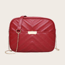 Fashion Small Crossbody Shoulder Handbags Women Leather Solid Color Chain Bags