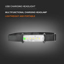Portable Headlight Floodlight USB Rechargeable Flashlight Outdoor Fishing Lights