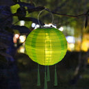 Solar Nylon Lantern Lamp Waterproof Hanging Light Festival Decor (Green) Newly