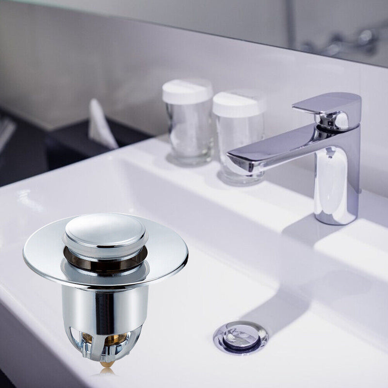 Push-Type Wash Basin Plug Stainless Steel Sink Stoppers Drain Filter Plugs Newly