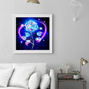 Hand Painted on Canvas DIY Blue Rose Oil Paint By Numbers Drawing Kit Craft