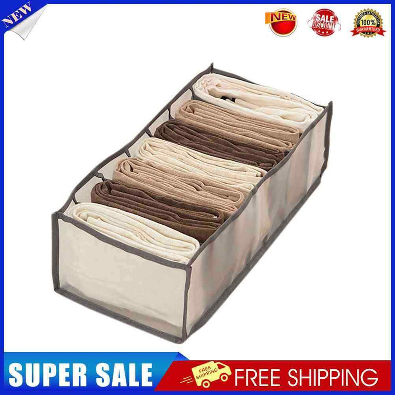 Cloth Drawer Organizer - 7-Grid Pants Storage Dividers for Jeans (Grey L)