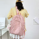 #A Fashion Floral Backpack Nylon Preppy Style Large Capacity Travel School Bags