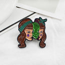 Fashion Long Hair Girls Pins Brooches Lapel Clothes Backpack Badges Ornaments