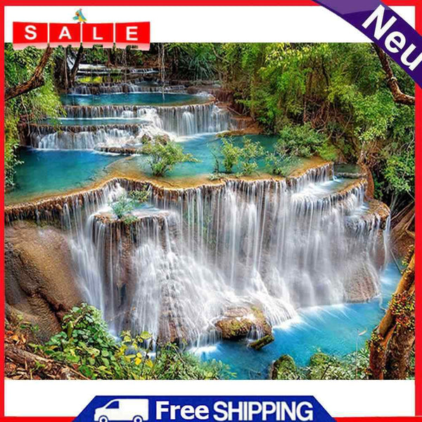Waterfall Scenery Canvas Painted Oil Paint By Numbers DIY Wall Art Modern Decor