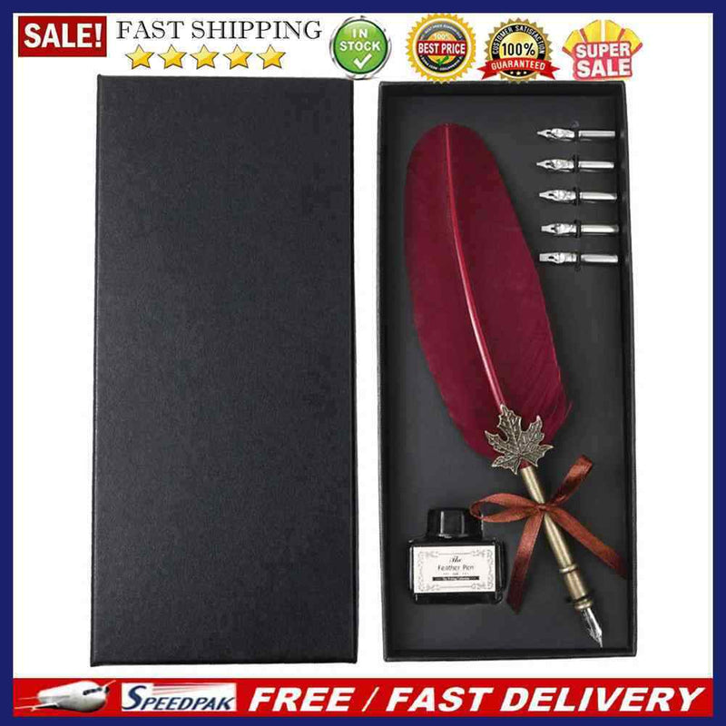 Retro Calligraphy Quill Feather Dip Pen Writing Ink Set Fountain Pens Gifts