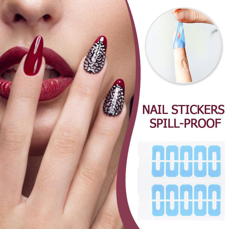 10pcs U-Shaped Nail Stickers Spill-Proof Nail Polish Protector (Blue)