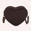 Women Retro Scrub PU Shoulder Bag Heart Shape Crossbody Bags (Dark Brown)