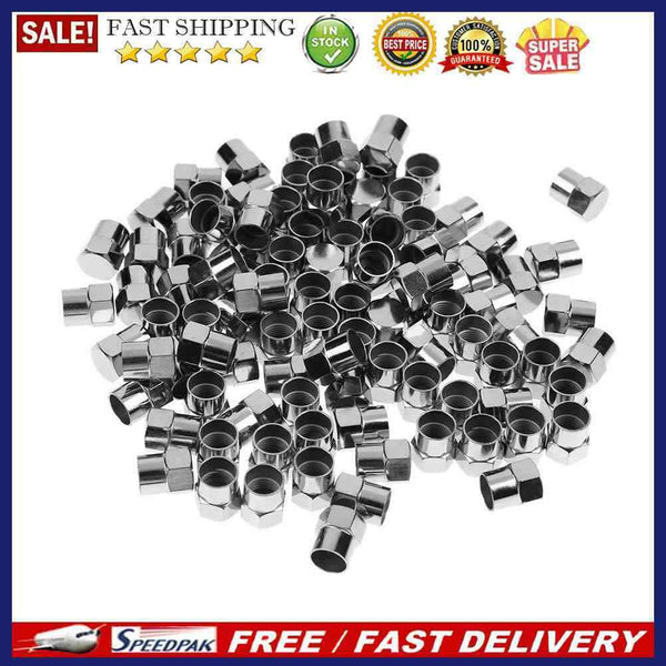 100pcs Chrome Plated Plastic Wheel Tire Valve Stem Caps for Schrader Valves