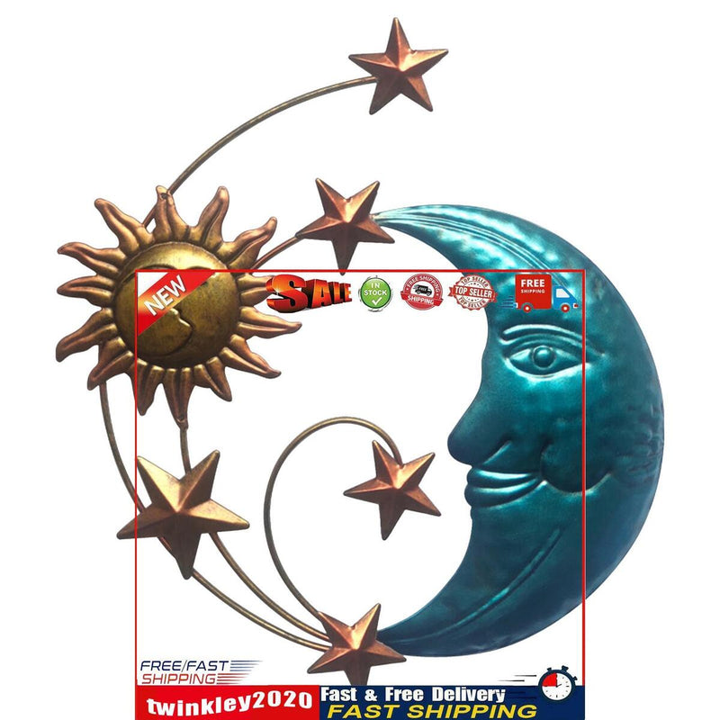 Artistic Sun Moon Metal Wall Decor - Celestial Themed Metal Wall Sculpture Newly