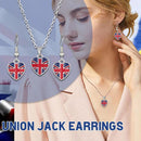 Heart-shape Necklace & Earrings Set Union Jack Jubilee Pendants Birthday V5G8