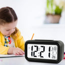 Temperature Alarm Clock LED Digital Backlight Calendar Snooze Clock (Black)