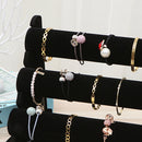 Velvet Bracelet Bangle T-Bar Rack Watch Jewelry Display Stand (Black3 Tier)