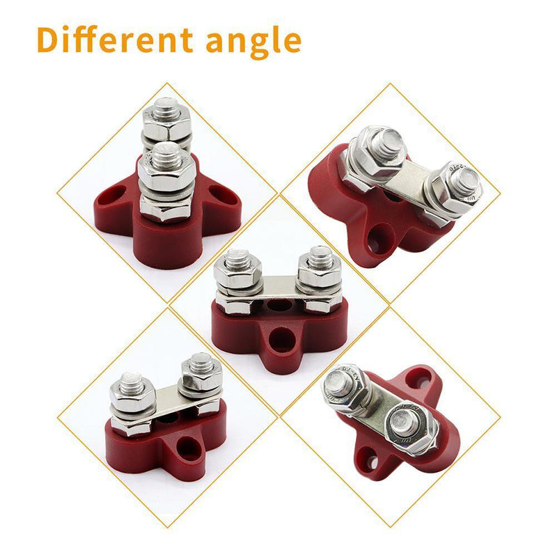 Bus Bar Terminal Block Heavy Duty Dual M8 Power Distribution Stud (Red)