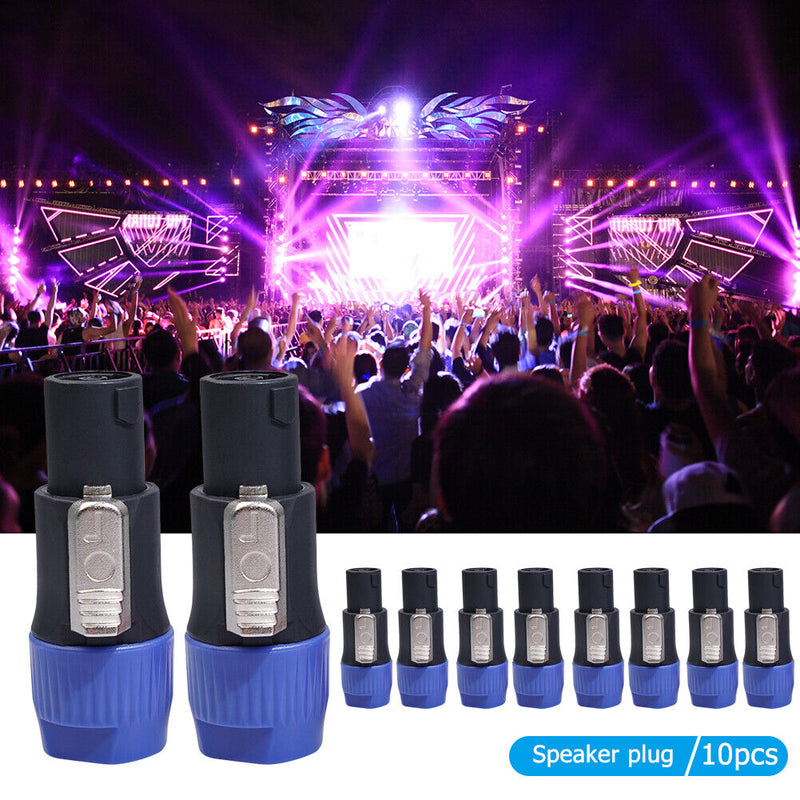 10pcs NL4FC Speaker Connectors 4 Pin Male Audio Speakon Ohm Plug (10x Blue)