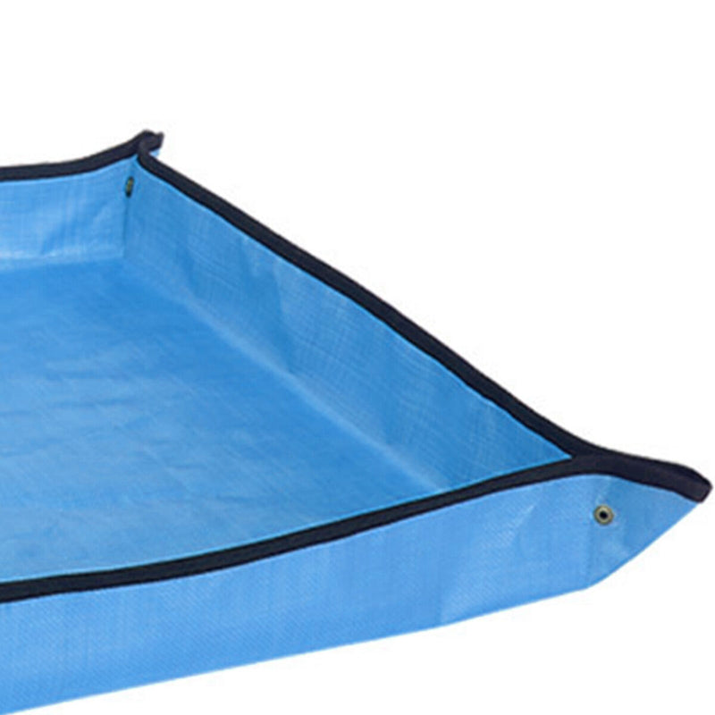 Plant Repotting Mat Waterproof Foldable Planting Pot Pad (Blue 75x75cm) Newly