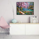 Frameless Oil Paint By Numbers River Flower Trees DIY Canvas Picture Kit