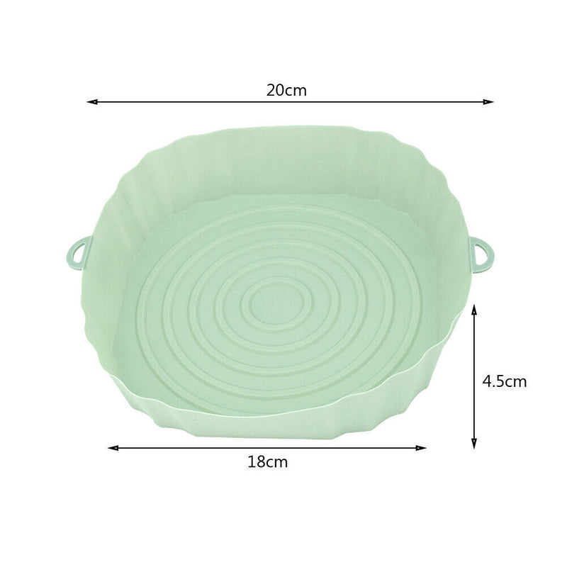 Silicone Air Fryer Liner Reusable Oven Baking BBQ Fryer Pan Mat (Green)