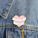 Decor Kids Girl Gift Pink Heart Ribbon Denim Jackets Badge  Brooches Enamel Pin