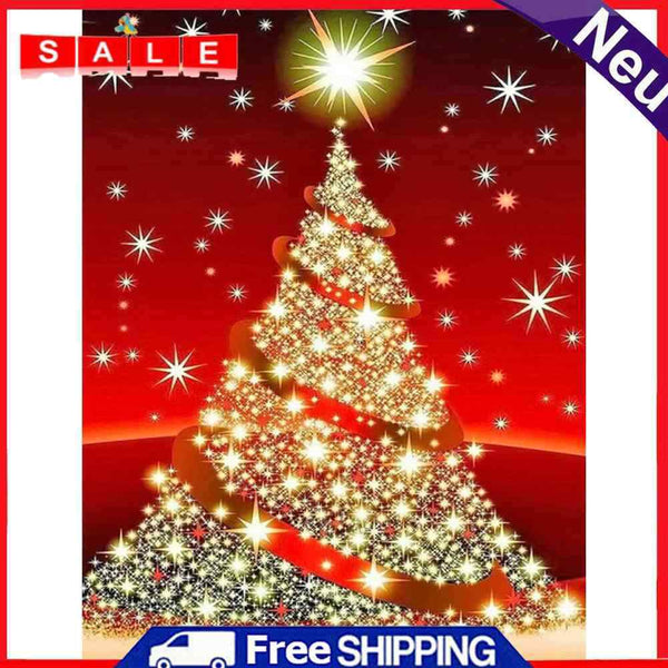 5D DIY Full Drill Round Shape Christmas Tree Rhinestone Diamond Drawing Kits