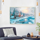 DIY Winter Scene Painting By Numbers Frameless Hand Painted Artwork Wall Decor